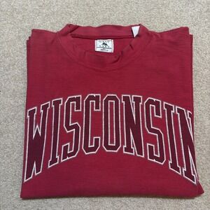 Vtg Wisconsin Badgers Shirt Mens 2XL Red NCAA College Galt Sand USA 90s Tee